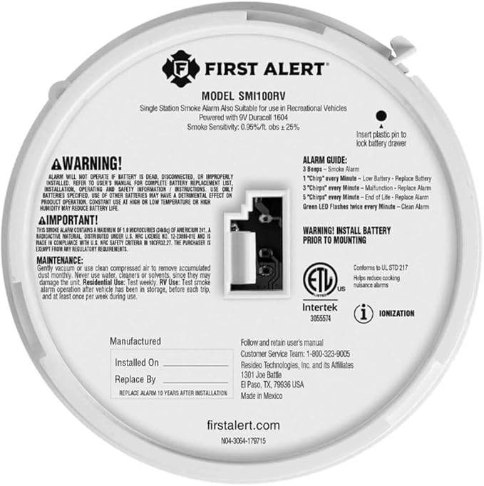 First Alert 1046846 RV Approved Battery-Operated Smoke Alarm - Image 3