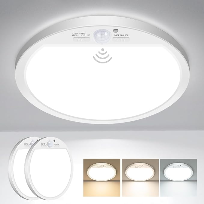 slochi 2Pack Motion Sensor Light Indoor Wired, 12 Inch 3000K/4000K/6500K Closet by CeilingLights