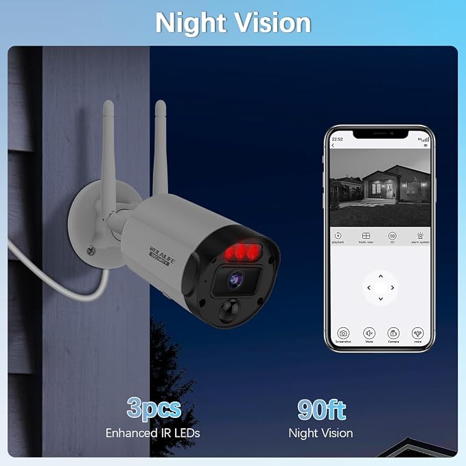 【90ft Super Night Vision】 Outdoor Wireless Security Camera System, Wireless - Image 8