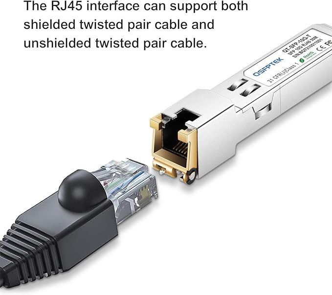 QSFPTEK 10G SFP to RJ45 Module, 10GBASE-T Copper Transceiver, 10gbe Mini-GBIC - Image 2
