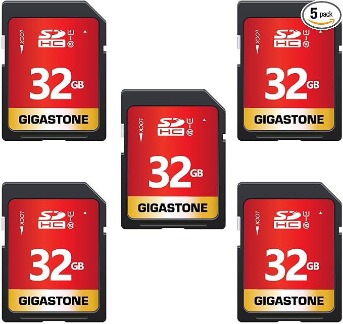GIGASTONE 32GB SD Card 5-Pack UHS-I U1 Class 10 SDHC Memory Card High-Speed by Gigastone