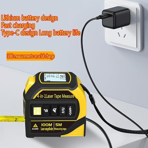 tape measure 4-in-1 laser Digital Measuring Tape & 60m/197ft Laser Distance - Image 3