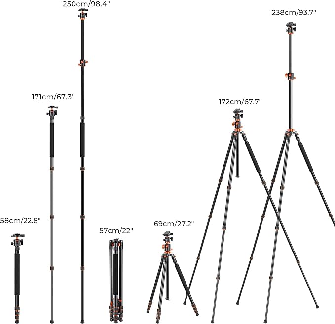 K&F CONCEPT 94 Inch Camera Tripods 4 Section Ultra High Aluminum Professional - Image 6
