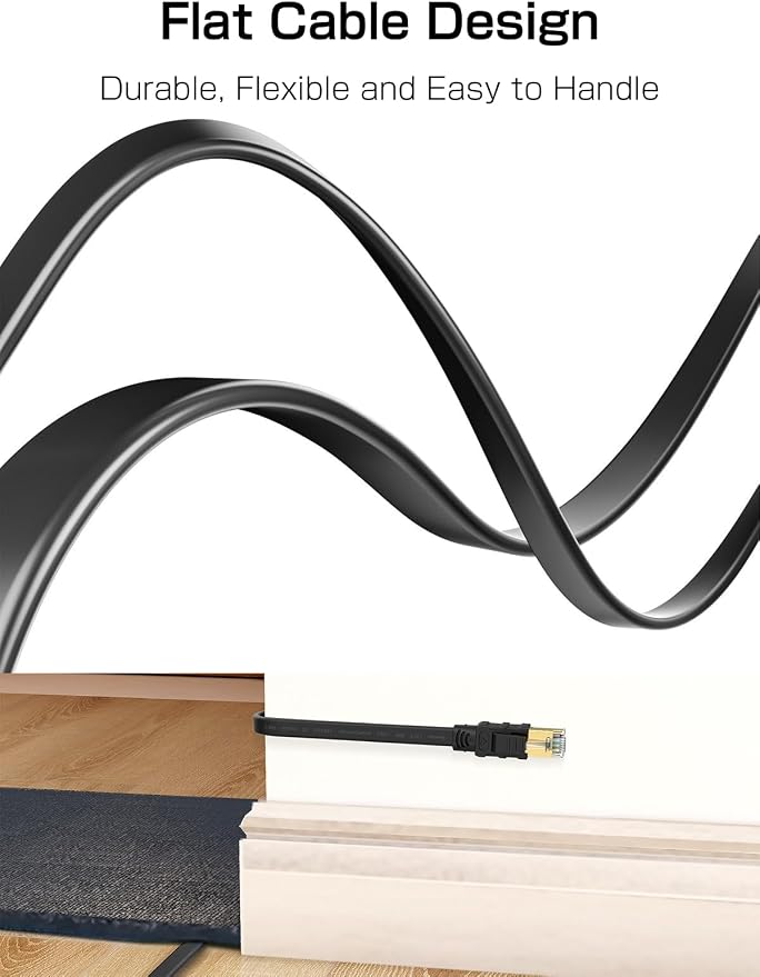 Senetem Cat 8 Ethernet Cable 15FT, High Speed 40Gbps 2000Mhz Flat Internet - Image 5