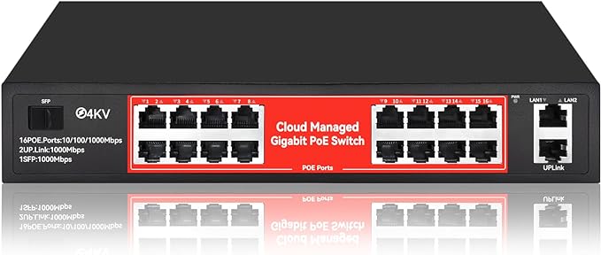 STEAMEMO 16 Port Gigabit PoE Switch, Smart Managed Gigabit Ethernet Switch by STEAMEMO
