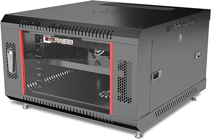 6U Wall Mount Server Rack Cabinet – 19" Network Rack Enclosure, PDU & Shelf by SYSRACKS