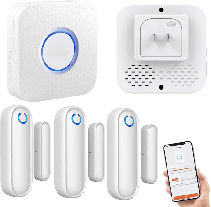 Door Chime with Phone App, WiFi Door Open Contact Sensor Alarm Chime with 600 by Smartconvenientandsafe