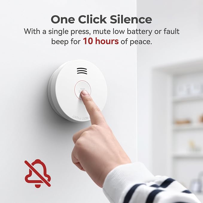 SITERLINK Smoke Detectors 10 Year Battery Operated, Smoke Alarm - Image 5