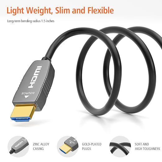 RUIPRO 8K HDMI Fiber Optic Cable CL2 Rated 200 Feet 48Gbps 8K60Hz 4K120Hz - Image 5