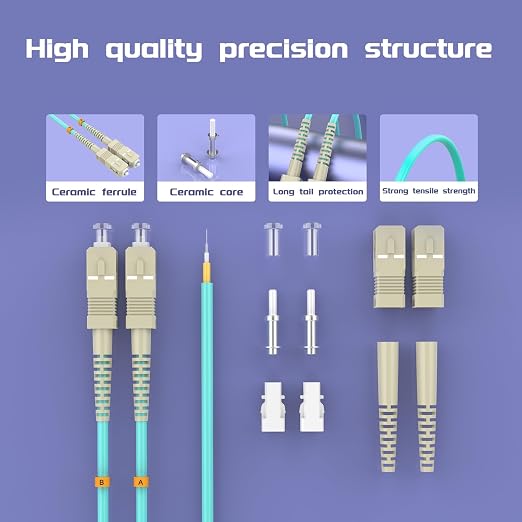 Fiber Patch Cable OM3 SC/UPC to ST/UPC 131ft/40meters, 10Gb/Gigabit MultiMode - Image 4