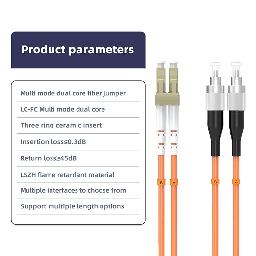 30M/98FT OM1 Fiber Patch Cable, LC/UPC to FC/UPC, 62.5/125μm, 10GB Multimode - Image 3