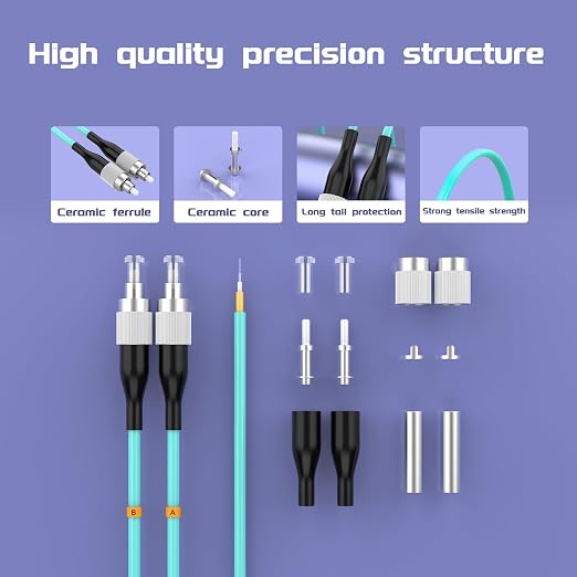 FC/UPC-FC/UPC Fiber Patch Cable OM3 1.8Meter/6ft 10GB Multimode Jumper Duplex - Image 4