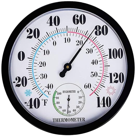 Outdoor Thermometer Hygrometer, 10 Inch Outdoor Thermometer Large Numbers by Lirches