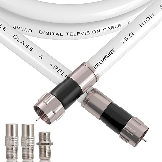 100ft RG6 Coaxial Cable White, 75 Ohm Coax Cable by RELIAGINT