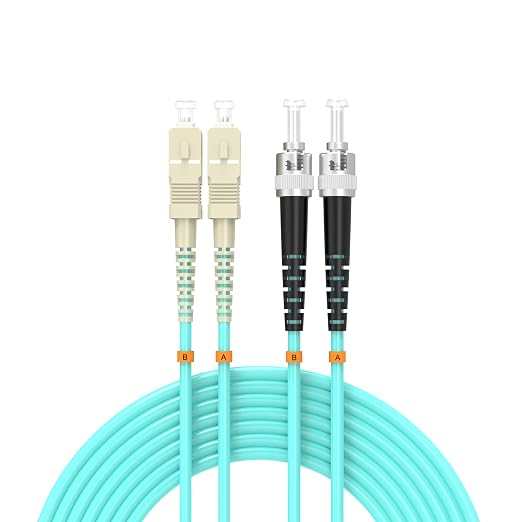 Fiber Patch Cable OM3 SC/UPC to ST/UPC 328ft/100meters, 10Gb/Gigabit MultiMode by Buacoz