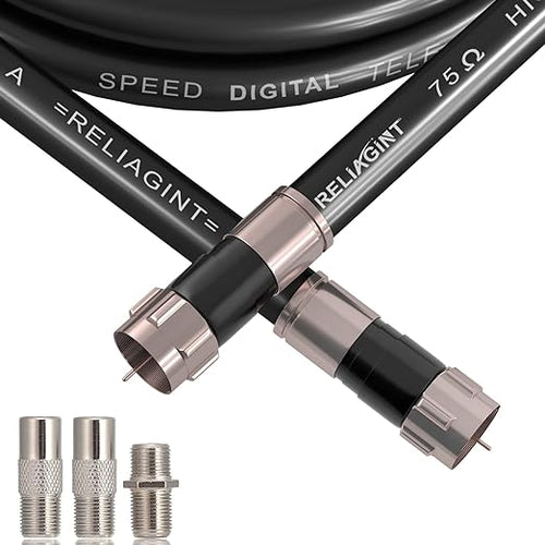 10ft RG6 Coaxial Cable Black, 75 Ohm Coax Cable by RELIAGINT