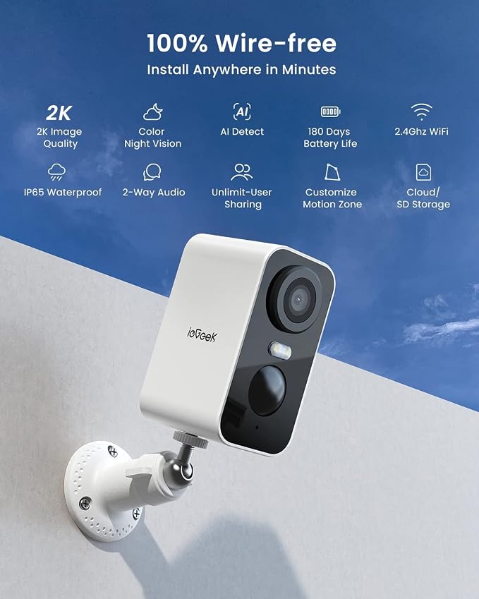 ieGeek Security Cameras Wireless Outdoor, 2K 3MP Battery Powered WiFi Security - Image 2