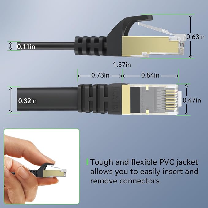 Cat 8 Ethernet Cable 20 FT, BUSOHE 40Gbps 2000MHz Cat8 High Speed Flat Internet - Image 6