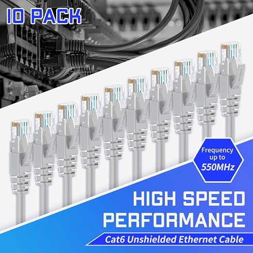 Cat6 Ethernet Cable 2 Feet 10 Pack Network RJ45 Cat6 Internet Patch Cable - Image 2
