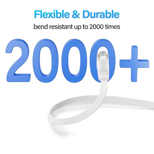 Cat 6 Flat Ethernet Cable 50 FT, UTP 10Gbps High-Speed Cat6 Ethernet Cable - Image 4