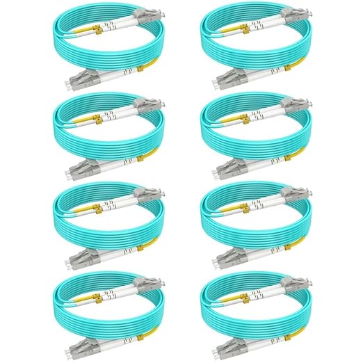 LC to LC Multimode Fiber Patch Cable, 16ft/5m-8PACK MM OM3 Fiber Optic Cable by RamboCables