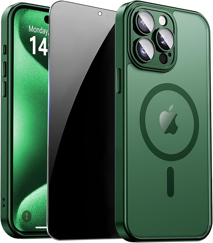 for iPhone 15 Pro Case with Privacy Screen Protector and Camera Protection by ZOZDOKG