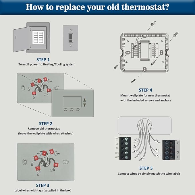 Thermostat for Heat Pump, NonProgrammable Thermostat for House, Conventional - Image 5