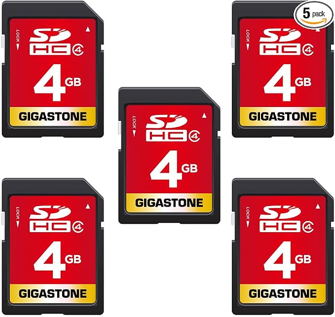 GIGASTONE 4GB SD Card 5 Pack SDHC UHS-I Class 4 Memory Card by Gigastone