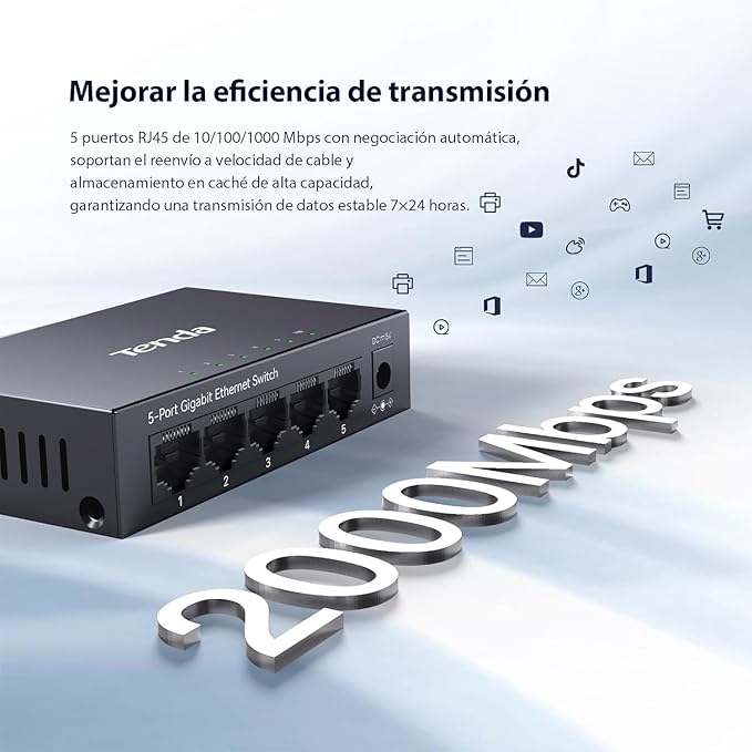 Tenda 5 Port Gigabit Switch, Unmanaged Ethernet Switch, Network Splitter - Image 2