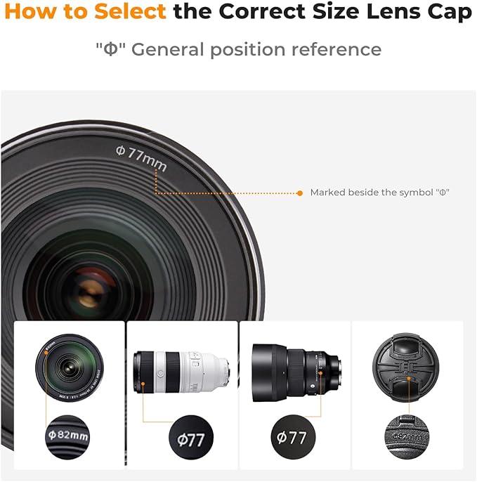 K&F Concept 67mm Lens Cap, 9-in-1 Center Pinch Lens Cover + Anti-Loss Keeper - Image 2