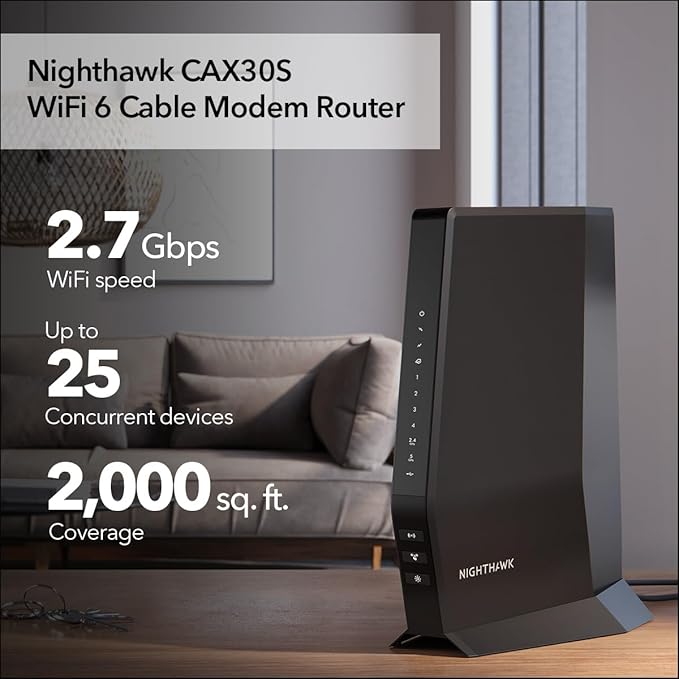NETGEAR Nighthawk Modem Router Combo DOCSIS 3.1 Cable Modem and WiFi 6 Router - Image 2