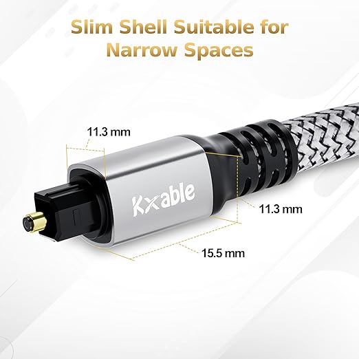 Kxable Optical Audio Cable 20 FT, Digital Audio Cable, Toslink Fiber Optic Cord - Image 6