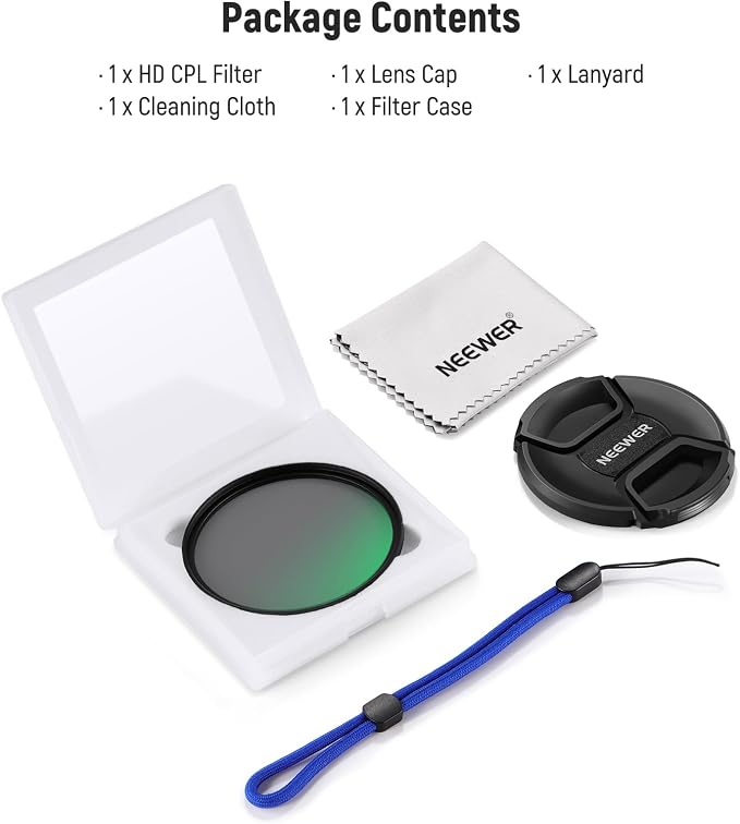 NEEWER 58mm CPL Filter with Lens Cap, Ultra Thin Circular Polarizing Filter - Image 8