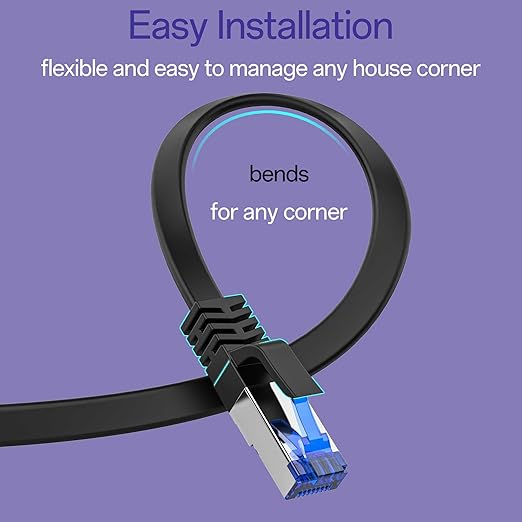 Cat8 Flat Ethernet Cable 6 FT Indoor & Outdoor, Invisable Ultra-Thin Ethernet - Image 5
