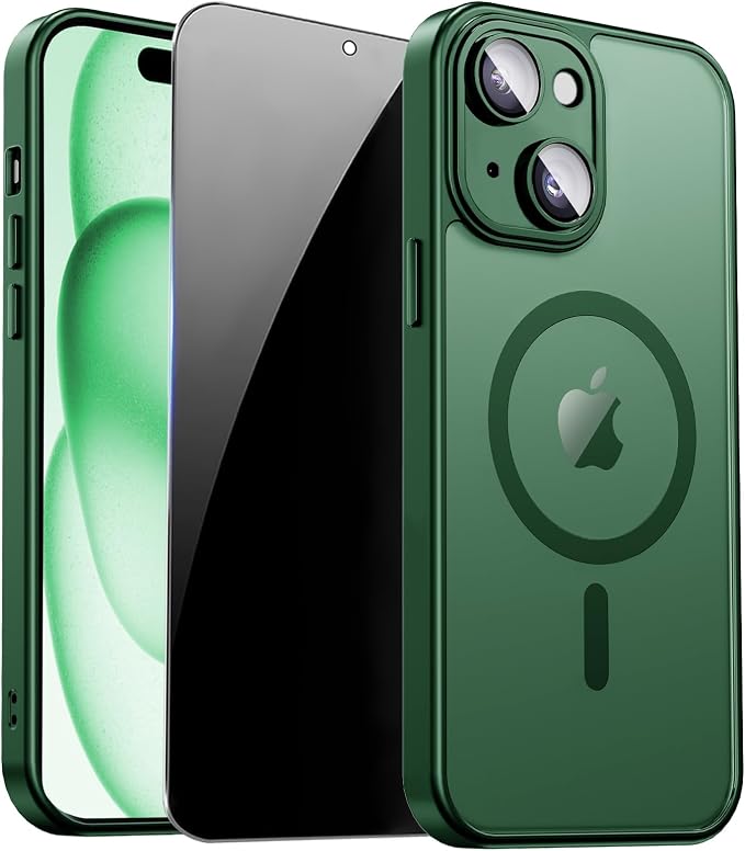 for iPhone 15 Case with Privacy Screen Protector and Camera Protection by ZOZDOKG