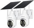 SEHMUA 2K Solar Security Cameras Wireless Outdoor, 2 Pack 360° View Pan/Tilt by SEHMUA