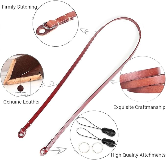 Genuine Leather Camera Neck Shoulder Strap Compatible - Image 3