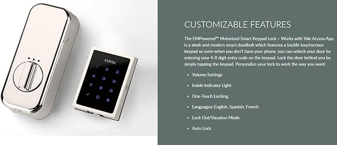 Emtek EMP21211US10B Empowered 2 Electronic Touchscreen/Fingerprint Key Free - Image 2
