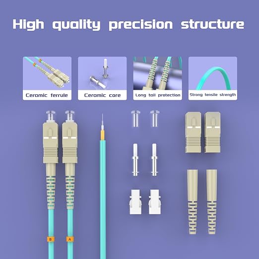 SC/UPC to FC/UPC Fiber Patch Cable OM3 6Meter/20ft 10GB/Gigabit Multimode - Image 4