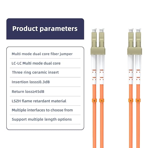 OM1 LC/UPC to LC/UPC Fiber Patch Cable, 15M/49.2FT Multimode Duplex 62.5/125µm - Image 3