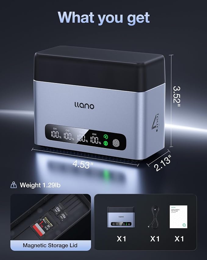 llano 65W 4-Slot NP-FZ100 Battery Charger - Image 8