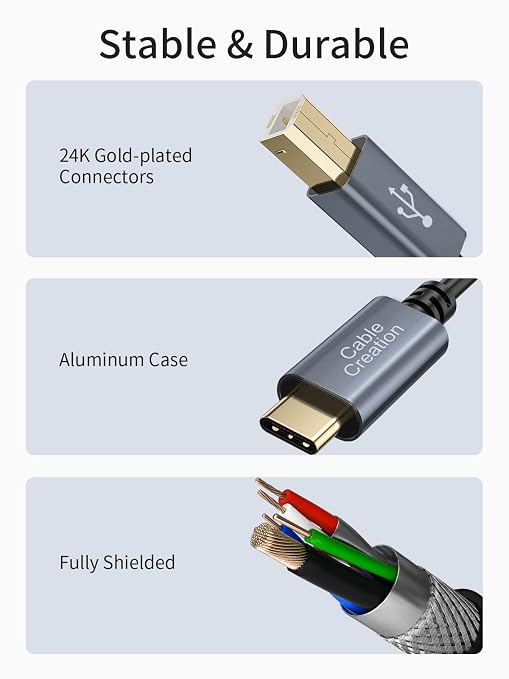 CableCreation USB B to USB C Printer Cable 3.3FT, USB-C to USB B Printer Cord - Image 5