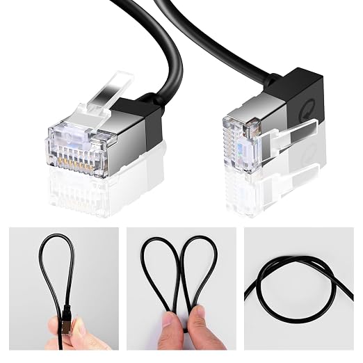 Ultra Thin Cat 6 Ethernet Cable 90° Downward Angle 1.6 Feet, Flexible & Slim - Image 3
