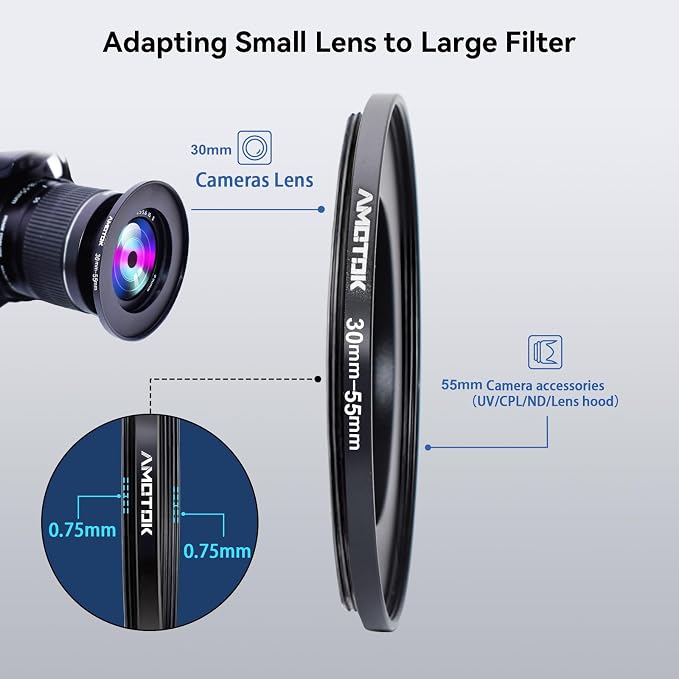 30mm Lens to 55mm Camera Lens Adapter, 30mm to 55mm Filter Step up Ring Adapter - Image 4
