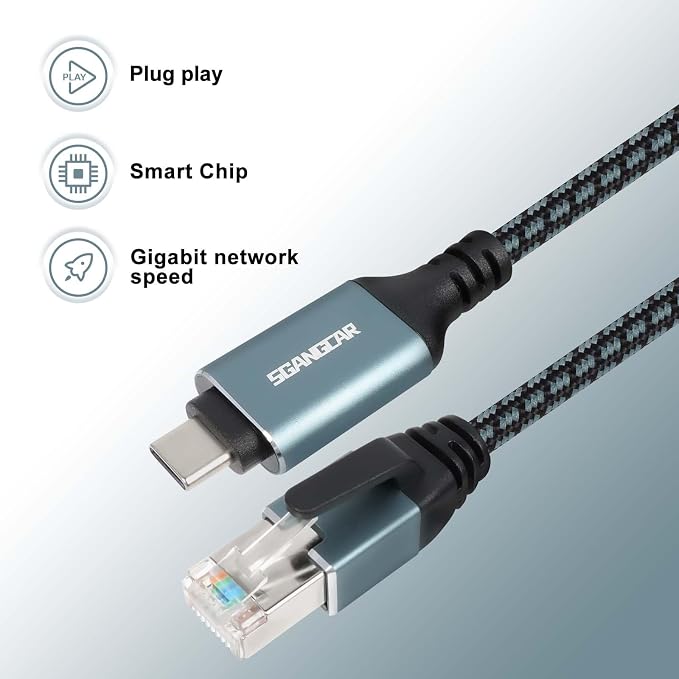 USB C to Ethernet Cable, 40 Feet Type C to Gigabit Ethernet Cable, USB C to - Image 3
