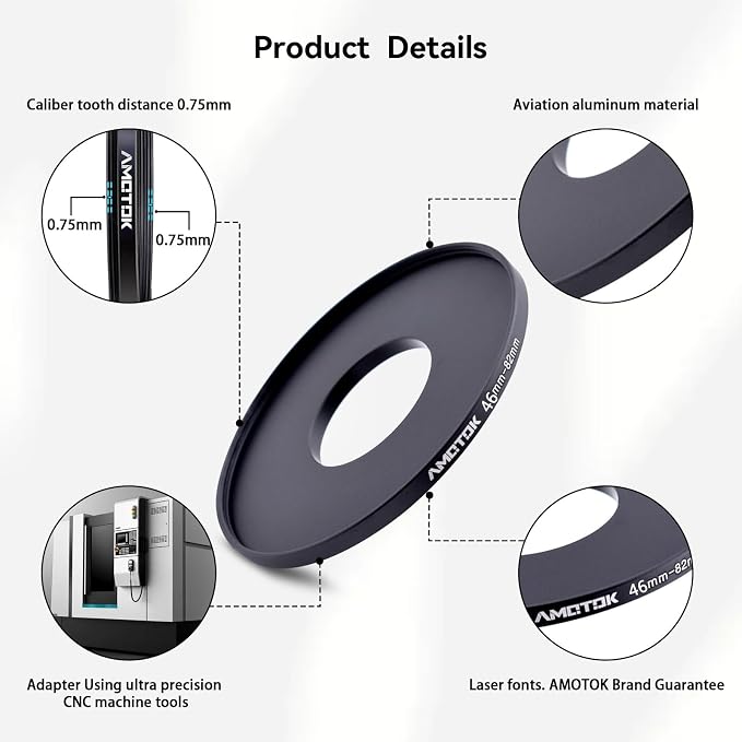 46mm Lens to 82mm Camera Lens Adapter, 46mm to 82mm Filter Step-Up Adapter Ring - Image 3