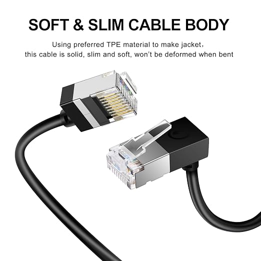 Ultra Thin Cat 6 Ethernet Cable 90° Downward Angle 10 Feet, Flexible & Slim - Image 2
