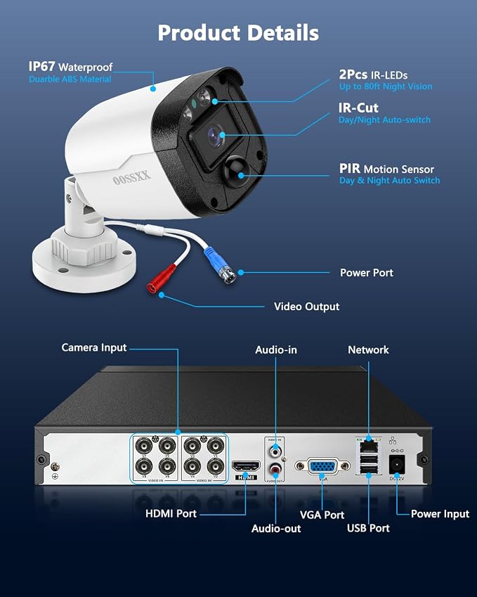 {2026 Update} 5MP Wired Security Camera System Outdoor, 8CH DVR - Image 8
