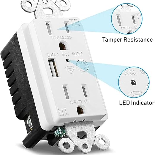 Zigbee Wall outlet with USB | One Controlled | One Always On | Compatibile with - Image 6