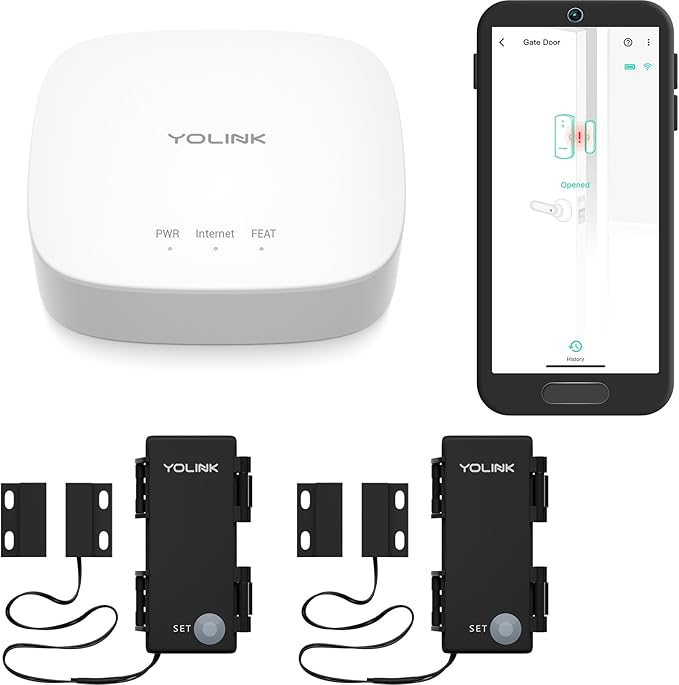 YoLink LoRa Smart Outdoor Contact Sensor & Hub Starter Kit: Hub, Gate & Shed by YoLink